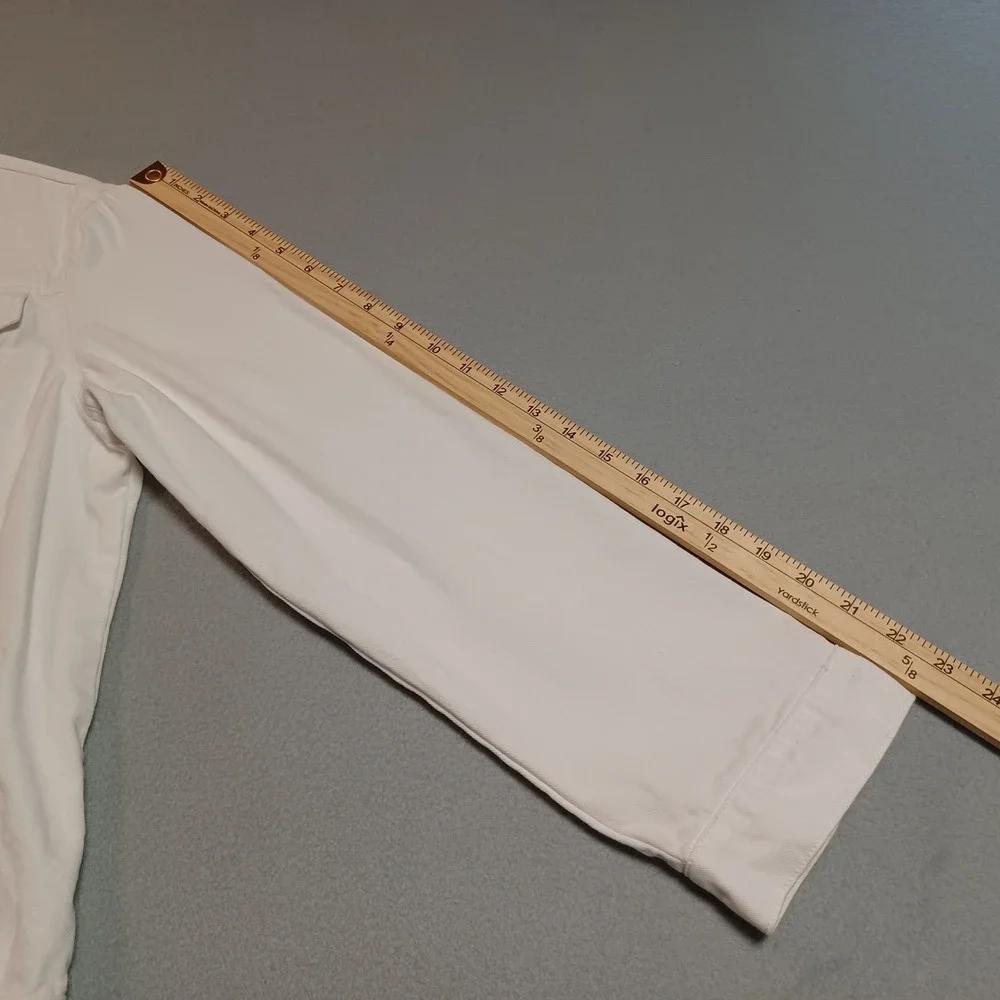 New‎ Direction Woman White Denim Jacket 100% Cotton Trucker Style Size L 54742NJ